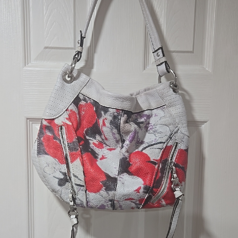 B. Makowsky Red and White Floral Shoulder Bag
